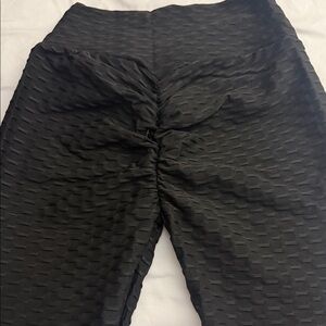 Black Ruched Detail Leggings - Women